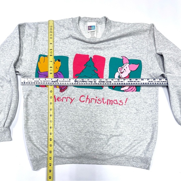 Vtg 90s Disney Christmas Sweatshirt Winnie The Pooh Piglet Gray Women’s Large L - Picture 3 of 7